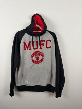 Manchester United Grey & Black MUFC Hooded Pullover